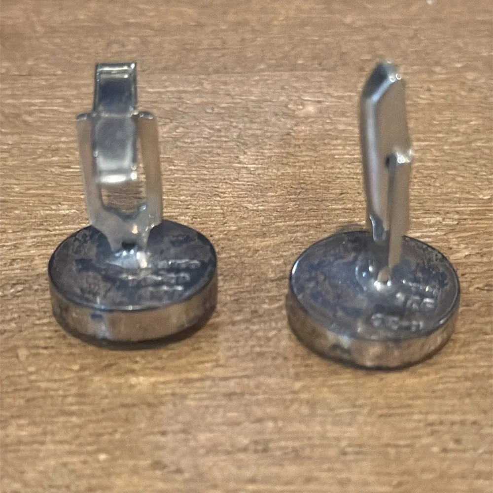 Vintage Taxco Sterling Yoel Eilat Stone Circle Cufflinks
